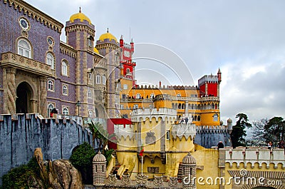 Sintra, Portugal - December 15, 2018: Beautiful architecture of National Palace of Pena Editorial Stock Photo