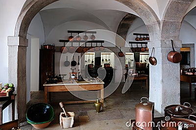 SINTRA, PORTUGAL - the kitchen at the Pena National Palace, Sin Editorial Stock Photo