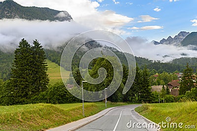 Sinuous Road in Mountains Stock Photo