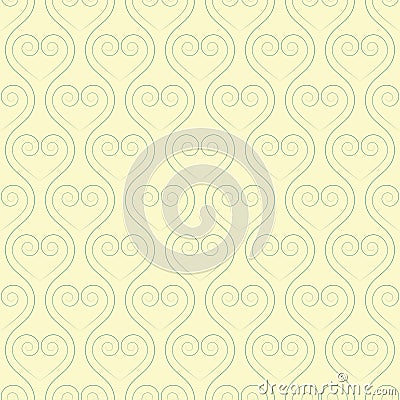 Sinuous seamless pattern with hearts Vector Illustration