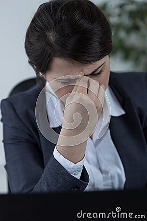 Sinus pain Stock Photo