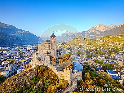 Sion, Switzerland at the historic Valere Basilica Stock Photo