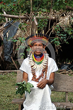 Siona shaman in Ecuador Editorial Stock Photo