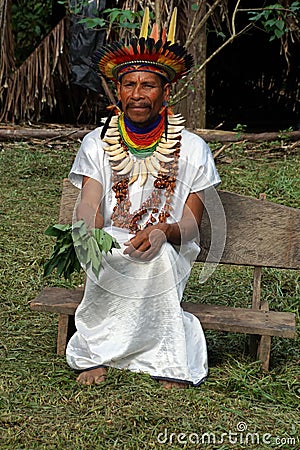 Siona shaman in Ecuador Editorial Stock Photo