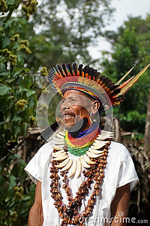 Siona shaman in Ecuador Editorial Stock Photo