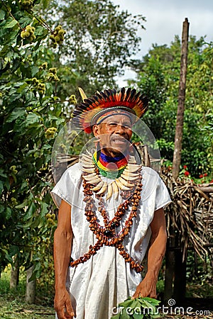 Siona shaman in Ecuador Editorial Stock Photo