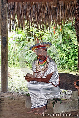 Siona shaman in Ecuador Editorial Stock Photo