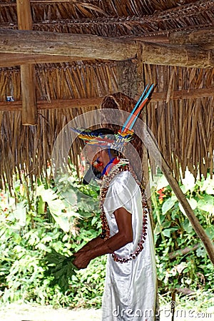 Siona shaman in Ecuador Editorial Stock Photo