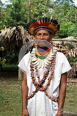 Siona shaman in Ecuador Editorial Stock Photo