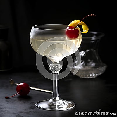 Frosted rim classic cocktail with gin, Cointreau, Lillet Blanc, and absinthe Stock Photo