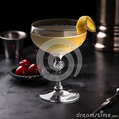 Frosted rim classic cocktail with gin, Cointreau, Lillet Blanc, and absinthe Stock Photo