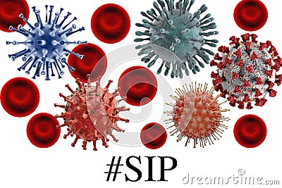  SIP text with Viruses on white background Stock Photo