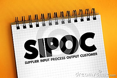 SIPOC process improvement acronym stands for suppliers, inputs, process, outputs, and customers, concept on notepad Stock Photo