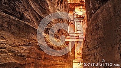 Siq in Ancient City of Petra, Jordan Stock Photo