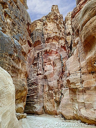 The Siq gorge in Jordan Stock Photo