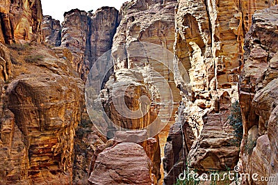 The Siq Road canyon, Petra, Jordan. Stock Photo