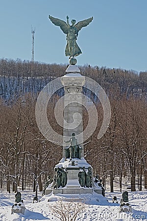 Sir George-Ã‰tienne Cartier Monument and Mont Royal, Montreal Editorial Stock Photo