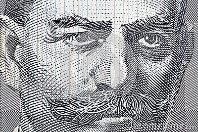 Sir John Monash a closeup portrait from Australian money Stock Photo