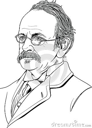 Sir J. J. Thomson cartoon style portrait Vector Illustration