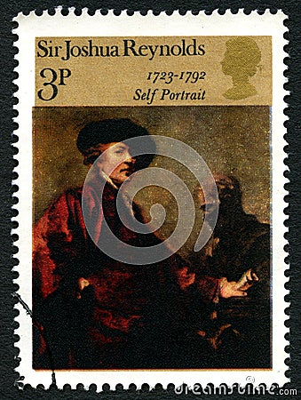 Sir Joshua Reynolds UK Postage Stamp Editorial Stock Photo