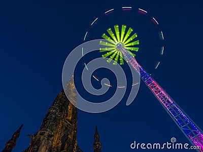 Scott Monument during Edinburgh Winter Festival Stock Photo