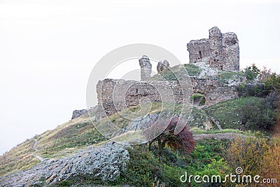 Siria Medieval Fortress in Arad County, Romania. Stock Photo