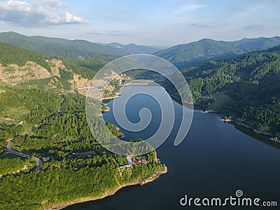 Siriu lake in Buzau County , Romania , aerial view Stock Photo