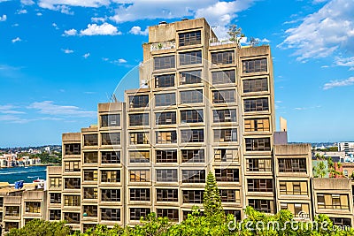 Sirius, a brutalist style apartment complex in Sydney, Australia. Built in 1980 Stock Photo