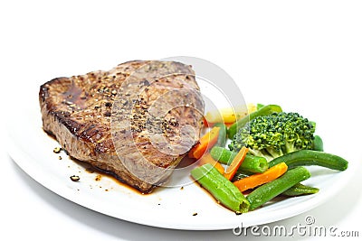 Sirloin steak with vegetables Stock Photo