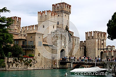 Sirmione, Italy: Scaligers' Castle on Lake Garda Editorial Stock Photo