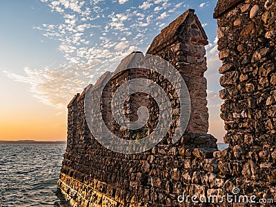 Sirmione Scaliger Castle Fortified Port Entrance Stock Photo