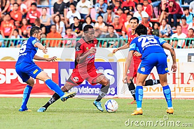 SISAKET THAILAND-AUGUST 12: Adefolarin Durosinmi of Sisaket FC. Editorial Stock Photo
