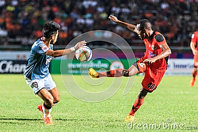 SISAKET THAILAND-MAY 3: Adefolarin Durosinmi of Sisaket FC. (ora Editorial Stock Photo