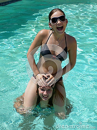 Sister on Shoulders Stock Photo