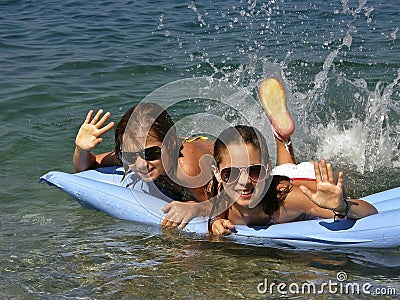 Sisters at Aadriatic sea Stock Photo