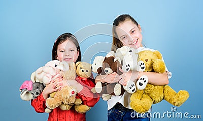 Sisters best friends play. Sweet childhood. Childhood concept. Softness and tenderness. Laundry softener. Love and Stock Photo