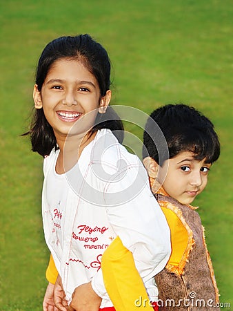 Sisters Locking Arms Stock Photo