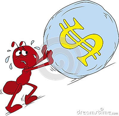 Sisyphus red ant Vector Illustration