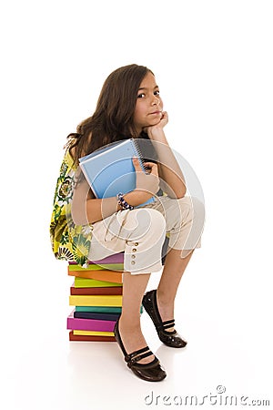 Sit on Books Stock Photo