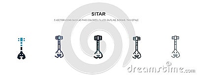 Sitar icon in different style vector illustration. two colored and black sitar vector icons designed in filled, outline, line and Vector Illustration