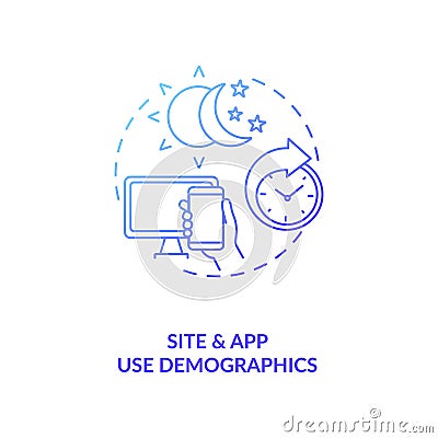 Site and app use demographics concept icon Vector Illustration