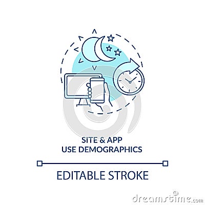 Site and app use demographics concept icon Vector Illustration
