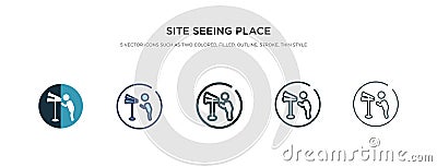 Site seeing place icon in different style vector illustration. two colored and black site seeing place vector icons designed in Vector Illustration