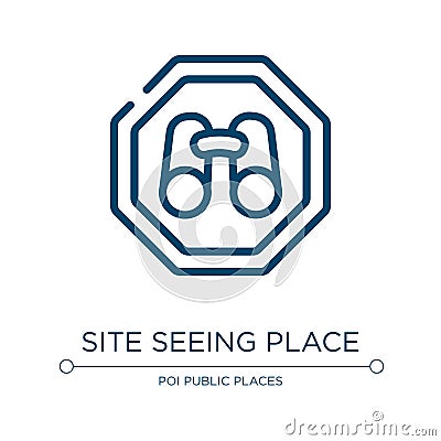 Site seeing place icon. Linear vector illustration from indications collection. Outline site seeing place icon vector. Thin line Vector Illustration
