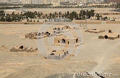 The site of Towers of Silence Dakhma is the famous historical Stock Photo