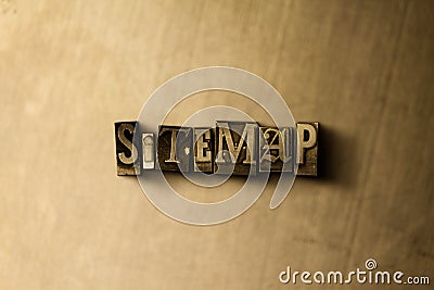 SITEMAP - close-up of grungy vintage typeset word on metal backdrop Stock Photo