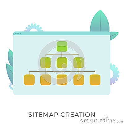 Sitemap creation vector icon. The branched map allows informing search engines about the current website structure Vector Illustration