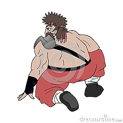 Siting warrior draw Vector Illustration