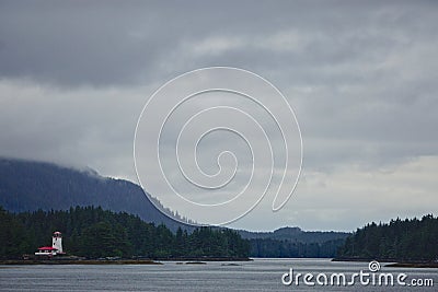 Sitka, Alaska, USA: A small lighthouse on an island Stock Photo