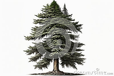 Sitka Spruce Tree On A White Background. Generative AI Stock Photo